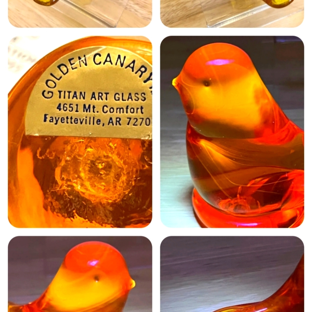 Titan Art Glass Golden Canary, signed Ward 1989 - Picture 8 of 8